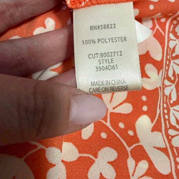 Max Studio London Tiered Midi Dress Women Size S Orange White Floral Excellent - Picture 7 of 10